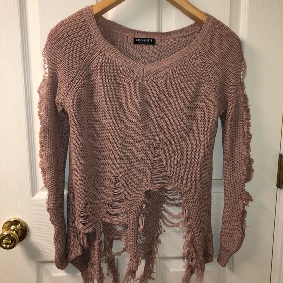 Fashion Nova distressed Sweater - Picture 2 of 4